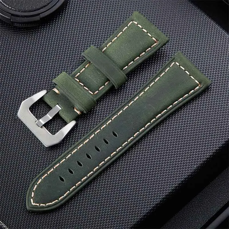 20mm 22mm 24mm 26mm Genuine Leather Watch Band for Panerai Luminor Radiomir Stainless Steel Buckle Watchband Wrist Strap(no logo