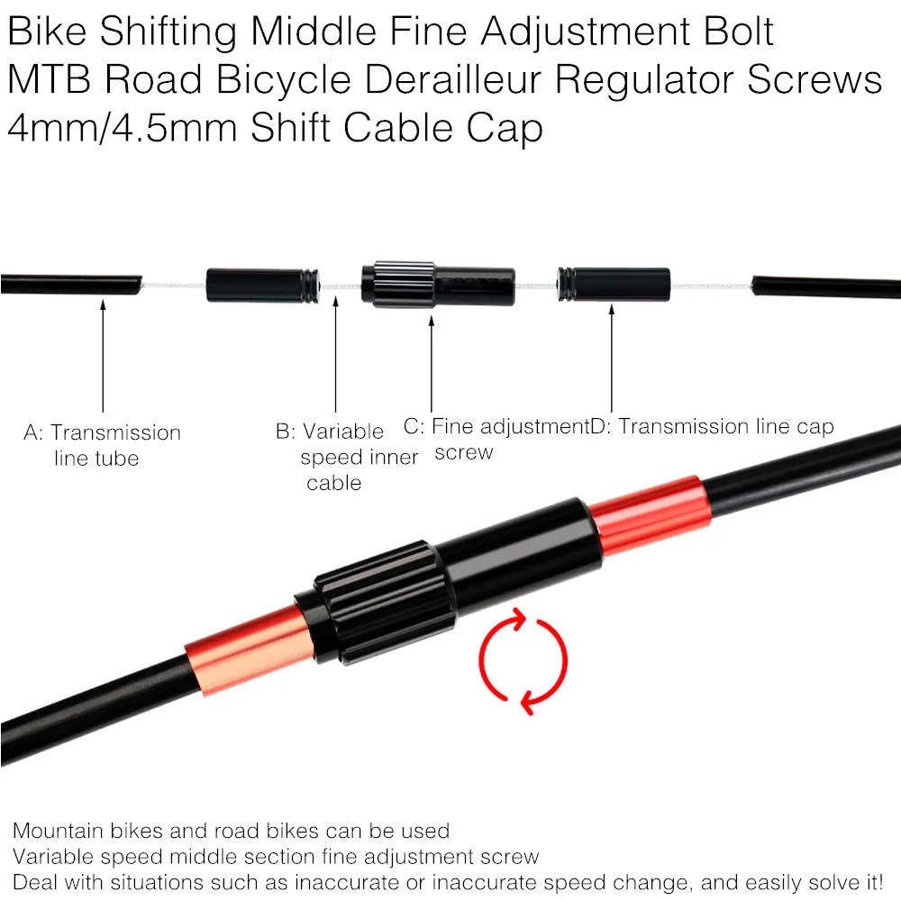 MOTSUV Bicycle Shifting Middle Fine Adjustment Bolt MTB Road Derailleur Regulator Screws 4mm/4.5mm Shift Cable Cap Bicycle Parts