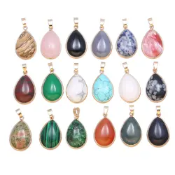 Natural Stone Agates Pendant Drop Shape Crystal Turquoises Charms For Jewelry Making DIY Necklace Accessories Women Gift 25x20mm