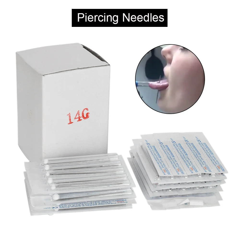 10pcs 14G 16G 18G 20G Piercing Needles Tattoo Accessory Disposable Sterile Body For Navel Ear Nose Tattoos Supply