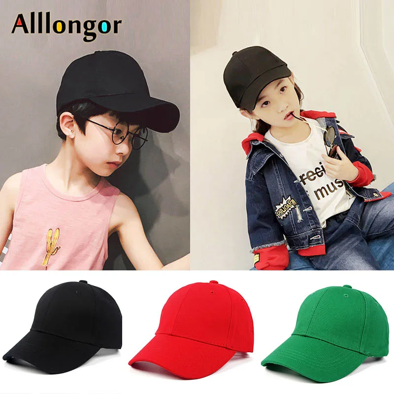 HOT Cap For Boy Baby Cotton 2024 Summer Snapback Kids Baseball Cap Men Women gorras Solid Black Hats for Girls White Children