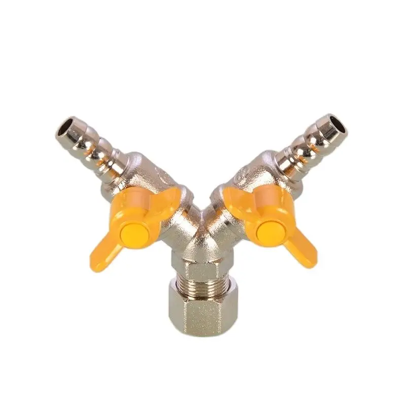 1/2 in Copper Ball Valve Fittings Gas Pipeline Tee Socket Connector Switch Core Pipe Junction for Liquid Propane Gas