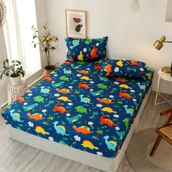 Bonenjoy  Bed Sheet Sets Single/Double/Queen Size sabanas de cama Dinosaur Cartoon Style Sheets on an Elastic Band For Kids