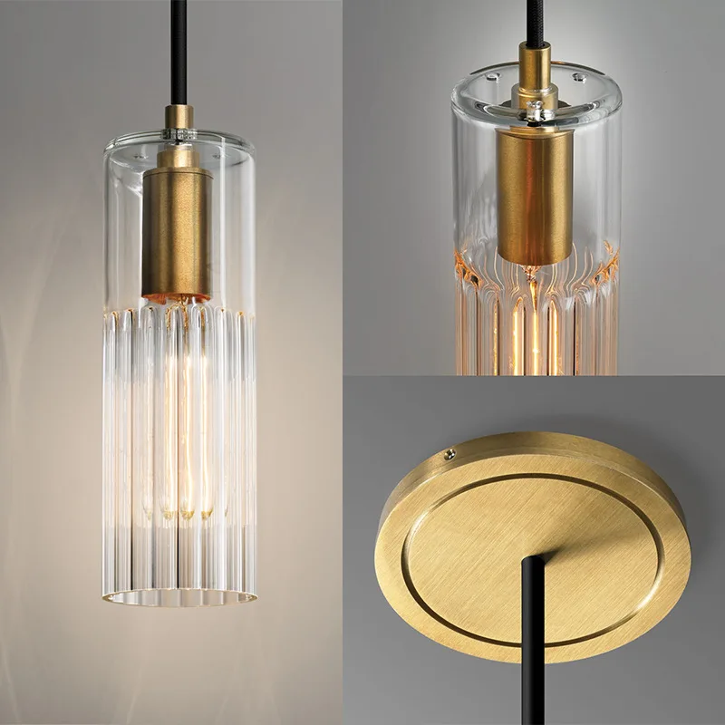 Luxurious Glass/Crystal chandelier American modern minimalist chandelier study living room bedroom bedside lamps