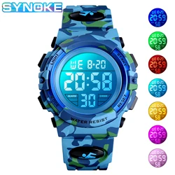 SYNOKE Digital Watch For Boys Girls Camouflage LED Military Kids Sport Watches Waterproof Electronic Children relogio infantil