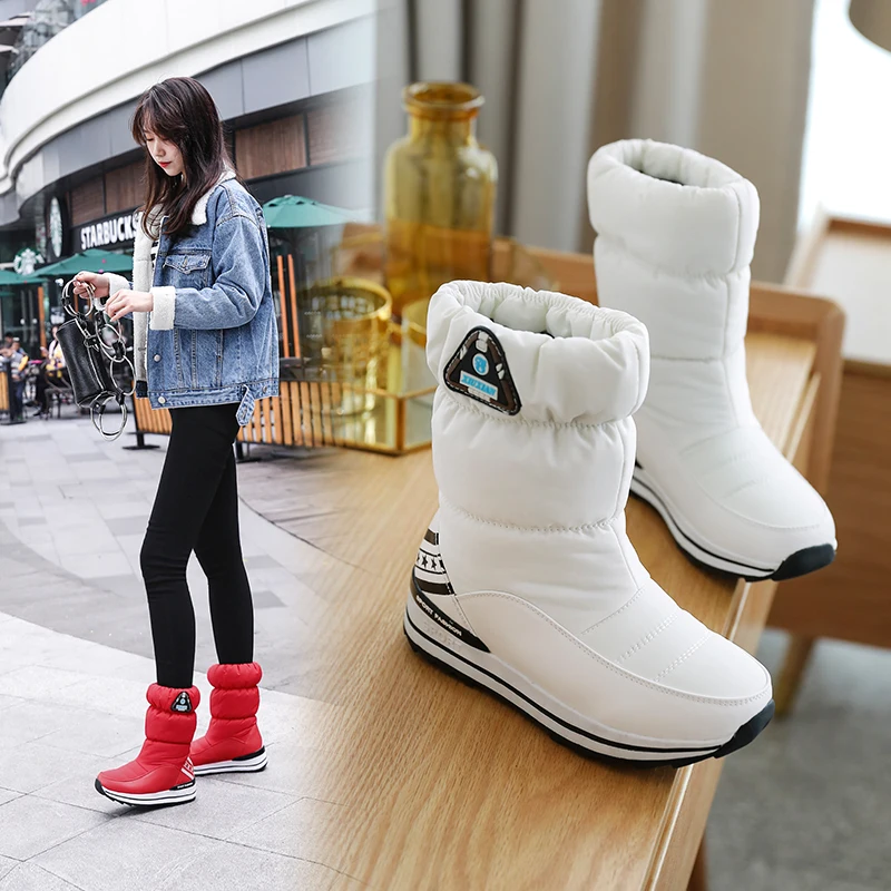 Plus size 34-43 Snow boots for women shoes zipper keep warm thick fur winter boots Nice ankle boots female 36 37 38 39 40 41