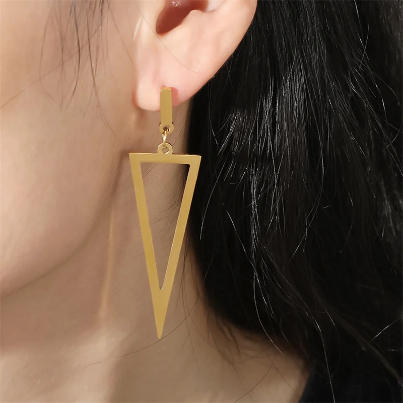 2022 Fashion New Korean Long Geometric Triangle Pendant Earrings Women's Earrings Women's Wedding Fashion Charm Jewelry