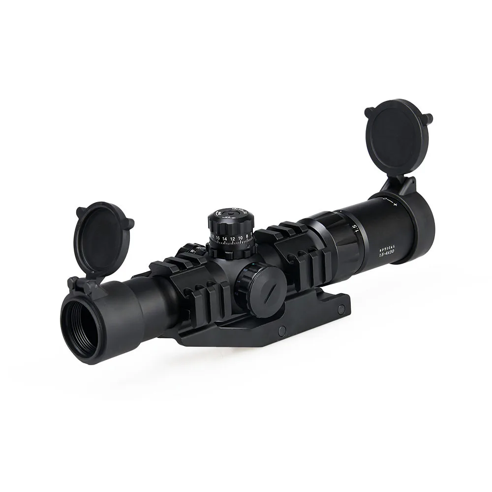 

Rifle Scope Reticle Tactical AirGun 1.5-4X30 Spotting RifleScope With Double Scope Mount Airsoft For Hunting OS1-0246