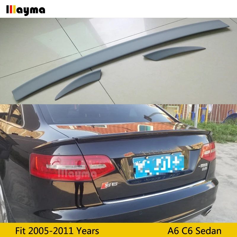 

ABT style polyurethane rear trunk spoiler For Audi A6 C6 Sedan 2005 - 2011 year Car PU spoiler Wing (Not fit sline&s6&rs6)