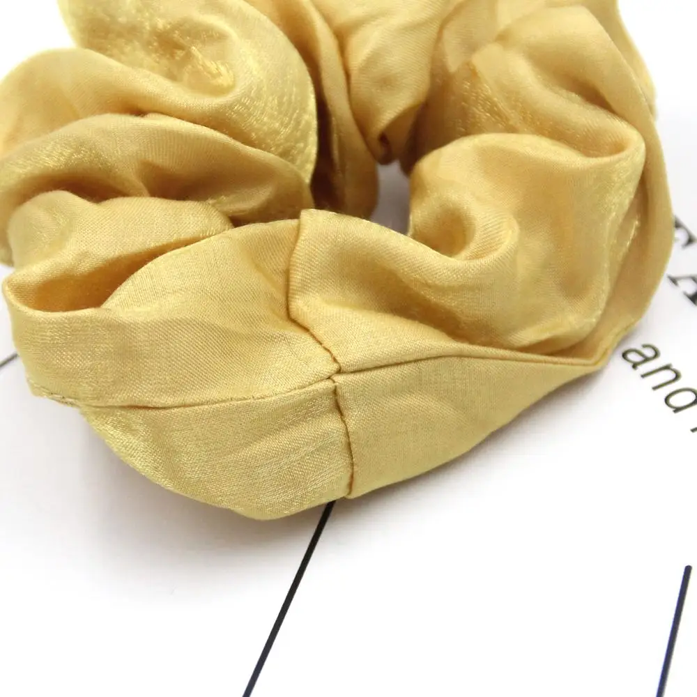 Furling Girl 1 PC Satin Brightly Hair Scrunchies Ponytail Holders Spring Elastic Wrinkle Hair Bands Women Hair Accessories