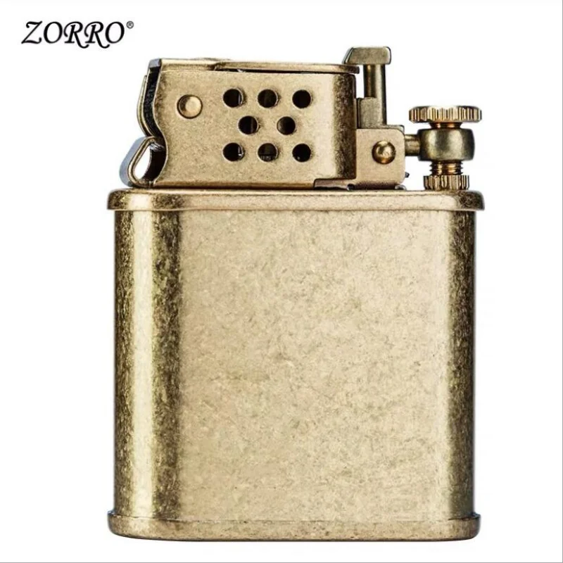 Zorro Brass Liner Kerosene Lighter Bouncing Automatic Ignition Pure Copper Grinding Wheel Lighter Men\'s Collection Smoking Gift.