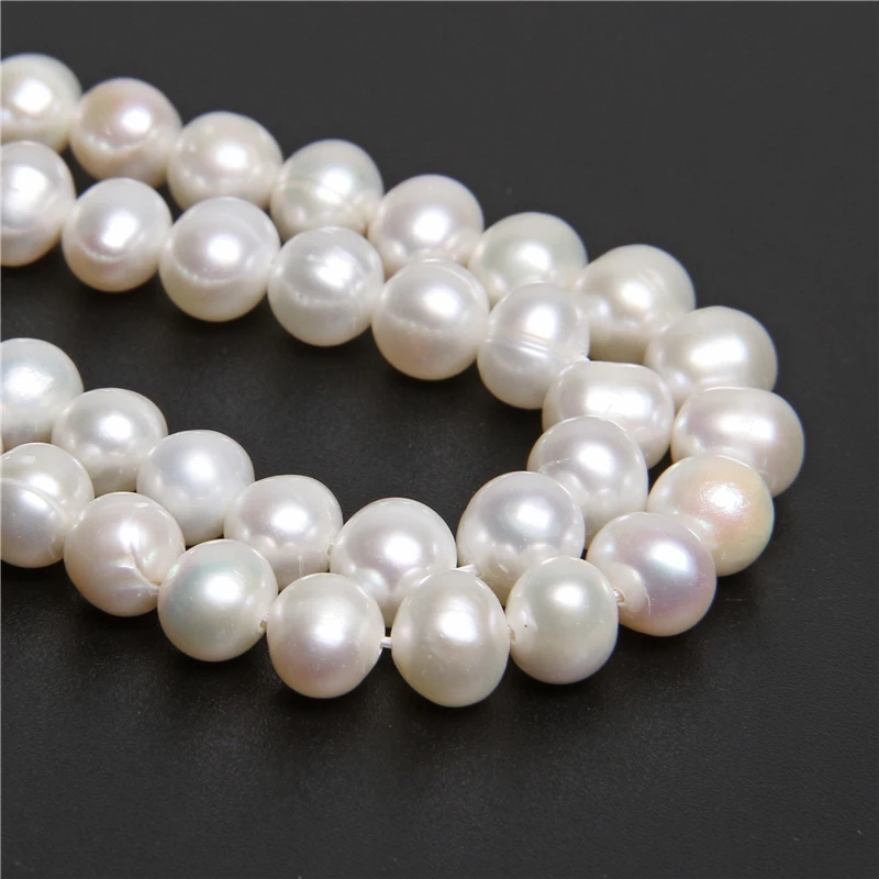 

6-11mm Natural Freshwater White Pearl Beads Potato Round Baroque Pearls For Jewelry Making DIY Bracelet Necklace 14.5'' Strand