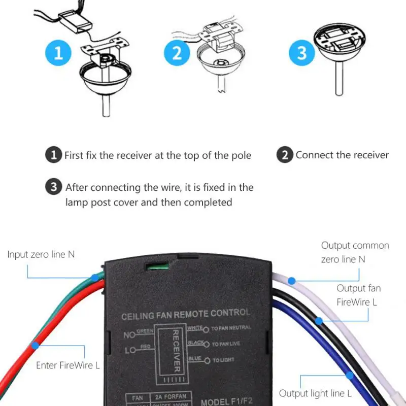 Wireless Ceiling Fan light Remote Controller Kit With Rf Remote Control Support Timing Speed Adjustable Fan Controller Universal