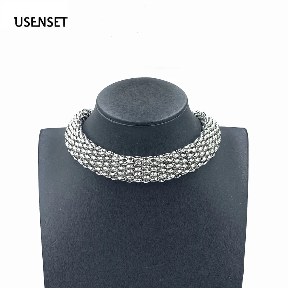 USENSET 8MM10MM20MM Stainless Steel Corn Chain  Necklace For Women Charm Choker Silver Color Jewelry Gifts