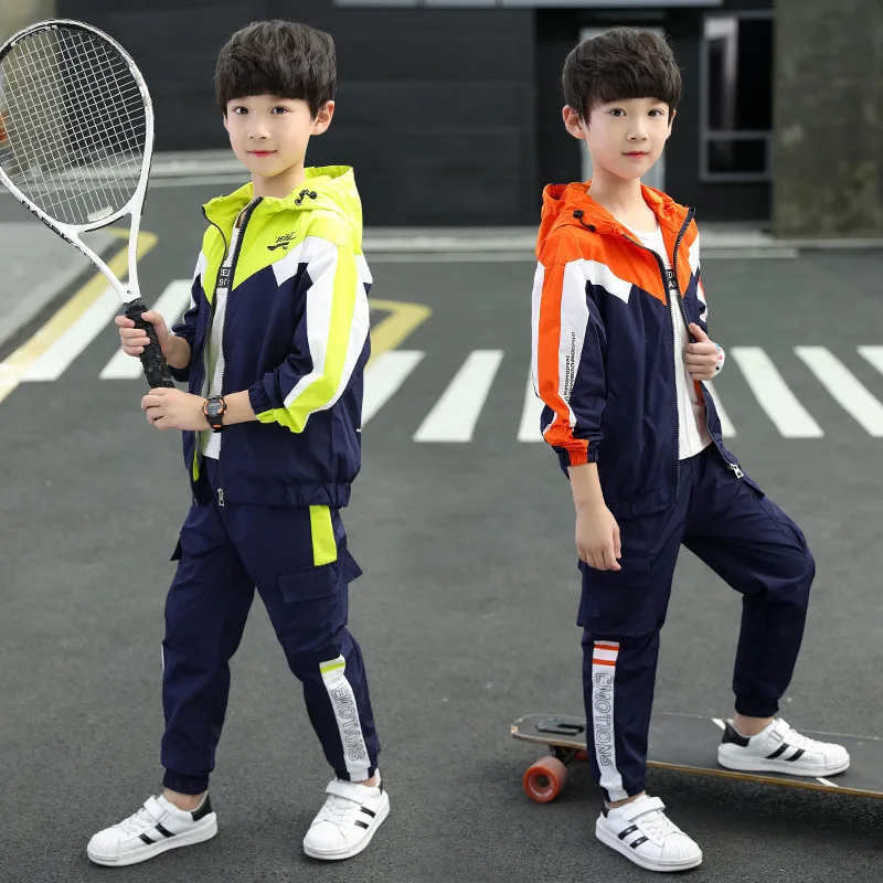 2023 New Spring Summer Children\'s Clothes Suit Boys Coat + Pants 2pcs/Set Teenage Top Sport Costume For Kids Streetwear