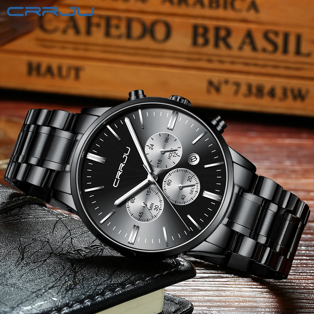 Relogio Masculino CRRJU orologio da uomo moda Sport orologio al quarzo orologio da uomo cronografo orologio da polso impermeabile di lusso delle