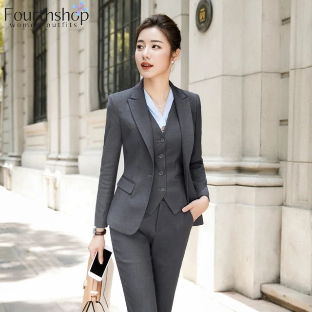 Fashion Women Pant Suits Office Lady Work Uniforms Business Formal Pants Blazer Set Casual Trousers Jacket Suit Female Clothes Pant Suits AliExpress