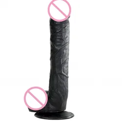 Godemiché Noir Super Énorme de 28x5cm, Strapon Éducatif, Gode Anal Angiréaliste avec Ventouse, Gros Pénis Souple, Jouet Sexuel pour Femme