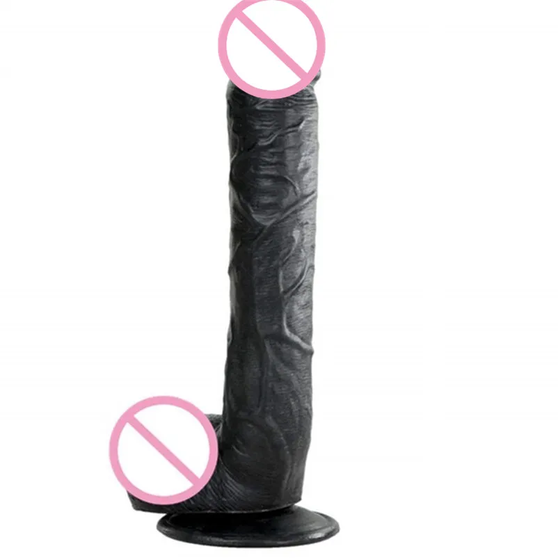 28*5CM Super Huge Black Dildos Strapon Thick Giant Realistic Dildo Anal Butt with Suction Cup Big Soft Penis Sex Toy For Women