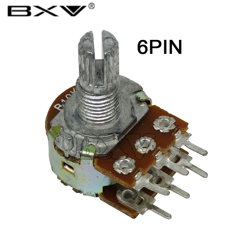 5PCS WH148 B1K B2K B5K B10K B20K B50K B100K 3PIN 6PIN 15mm Shaft Amplifier Dual Stereo Potentiometer 1K 2K 5K 10K 50K 100K 500K