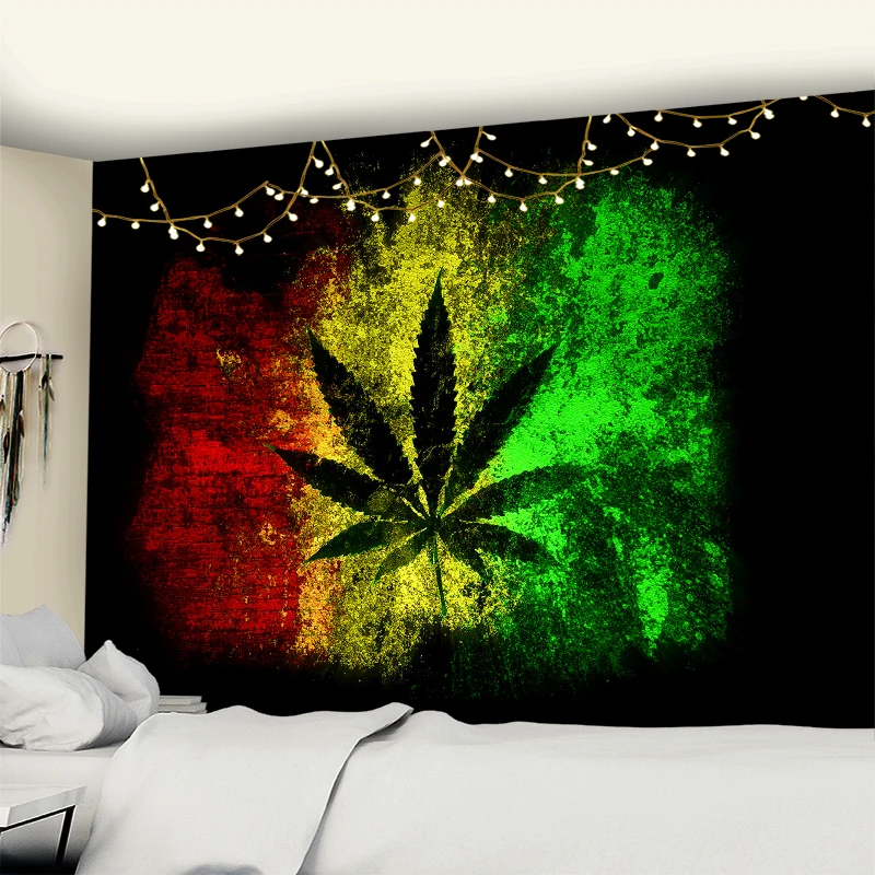 New 3D Printing Maple Leaf Wall Hanging Tapestry Art TAPIZ Bohemia Psychedelic Witchcraft Curtain Bedroom Home Decor