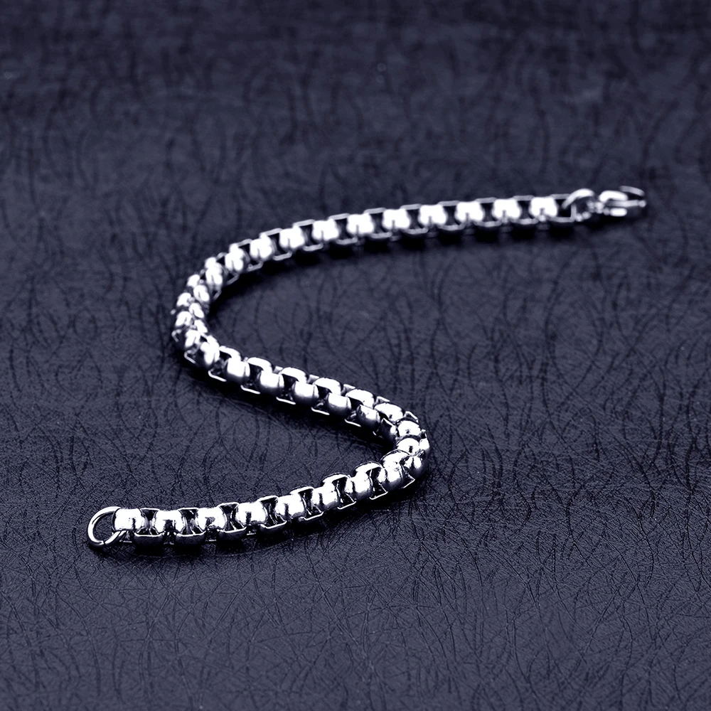 Fashion Hip Hop Rock Style Jewelry Set 6MM Stainless Steel Square Pearl Chain Necklace Bracelet For Men drop shipping