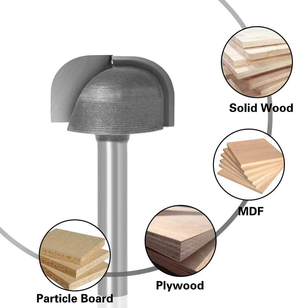 6mm Double Arc Round Bottomed End Mill Wood Cuter Cove CNC Milling Bit Radius Core Box Solid Carbide Router Bit Tools 6x25mm