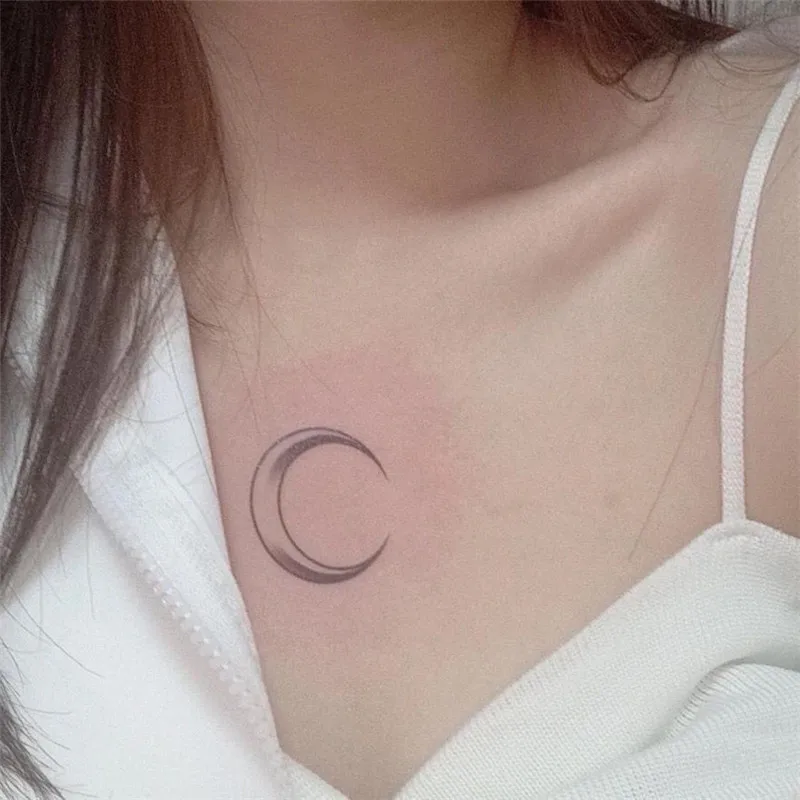 Moon tattoo stickers waterproof lasting female tattoo paper Moon beautiful girl dark simulation tattoo face tattoo fake tattoo