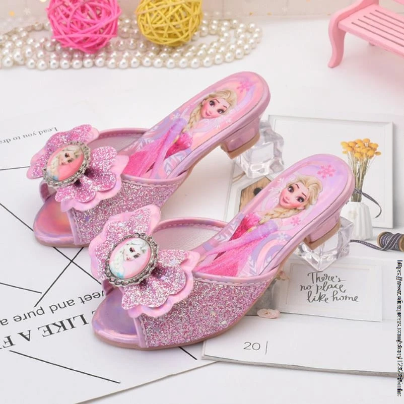 Disney New Girls Sandals High Heels Children Fashion Princess Leather Summer Sofia Shoes Chaussure Enfants Fille Sandalias Nina