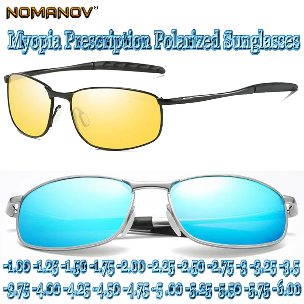 2019 New Rushed Al-mg Mirror Shield Men Polarized Sun Glasses Sunglasses Custom Made Myopia Minus Prescription Lens -1 To -6