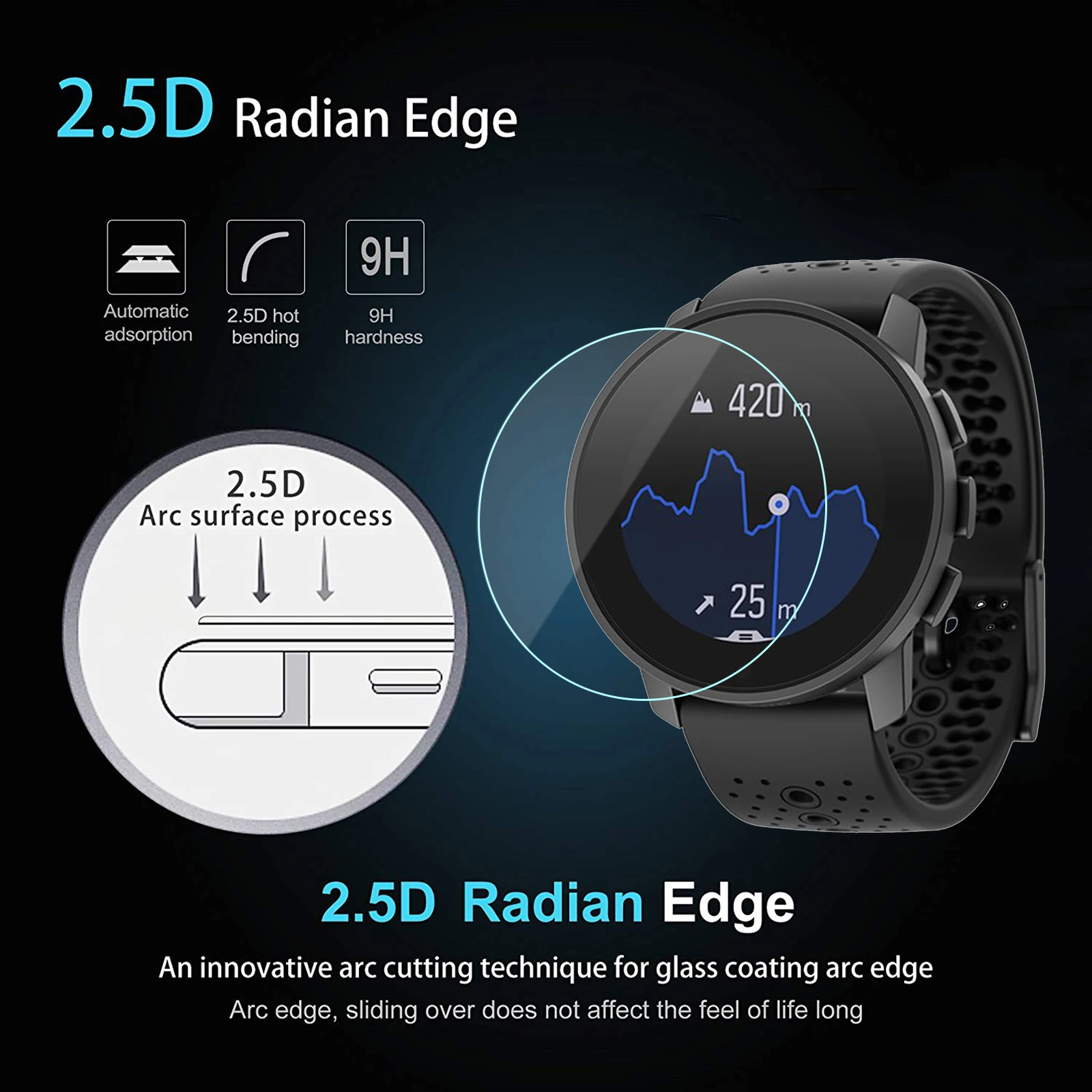 Tấm Bảo Vệ Màn Hình Kính Cường Lực 9H Cho SUUNTO 9 Đỉnh Đồng Hồ Thông Minh Smartwatch 3 Gói 2.5D HD Trầy Xước Chống Không Bong Bóng màn Hình Kính Bảo Vệ