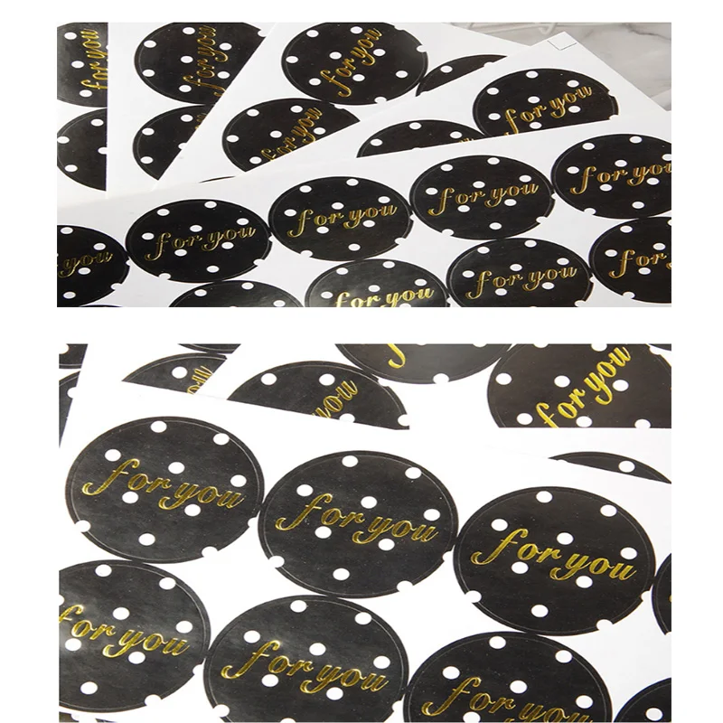 100 stücke Schwarz Runde Dot für Sie Kuchen Verpackung Abdichtung Label Kraft Aufkleber Backen DIY Geschenk Aufkleber – Detail 7