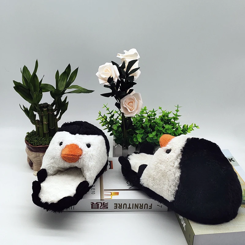 penguin indoor warm custom fur slippers Funny Gift shoes Unisex Custom slippers Home House Slipper Children men women winter