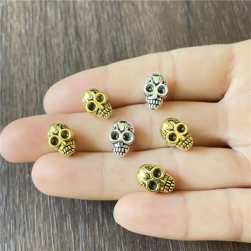 JunKang Alloy Halloween Skull Perforated Connectors Beads Jewelry Making DIY Handmade Bracelet Necklace Accessory Material