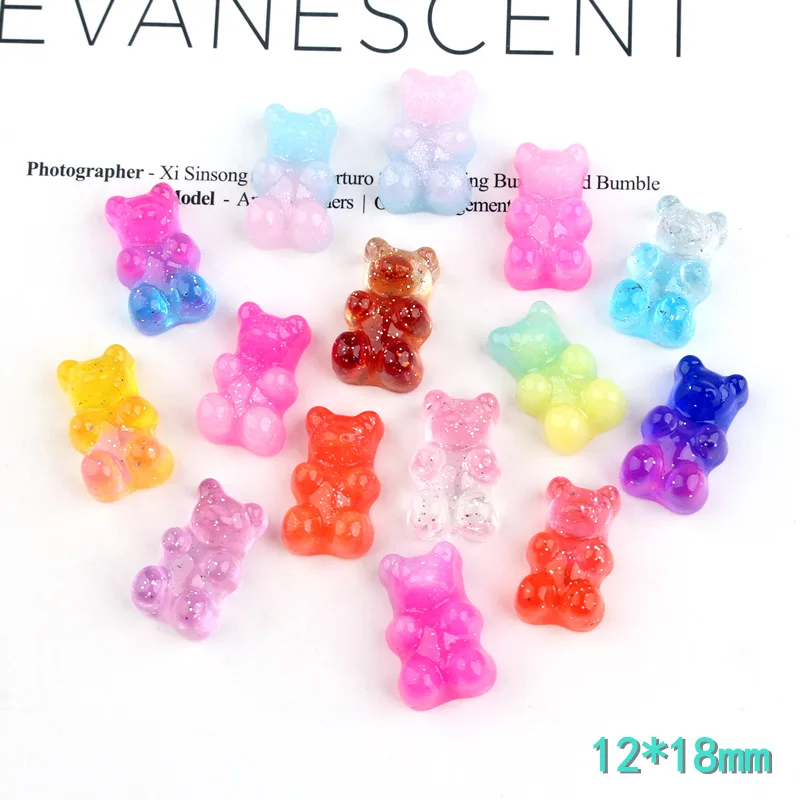 15pcs 12*18mm Crystal Candy Bear Pendant Charms for Necklace Bracelet Earrings Jewelry Making Diy Findings Bears Christmas Gift