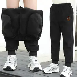 Teen Boys Winter Warm Pants Elastic Waist Trousers 3-12 Years Children Clothing Plus Velvet Kids Trousers Casual Corduroy Pants