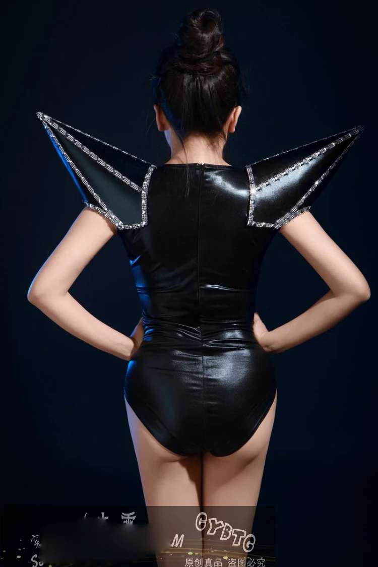 GAGA Ds collar dance concert Black epaulet rock punk jumpsuit nightclub bar female singer dj night sexy costume