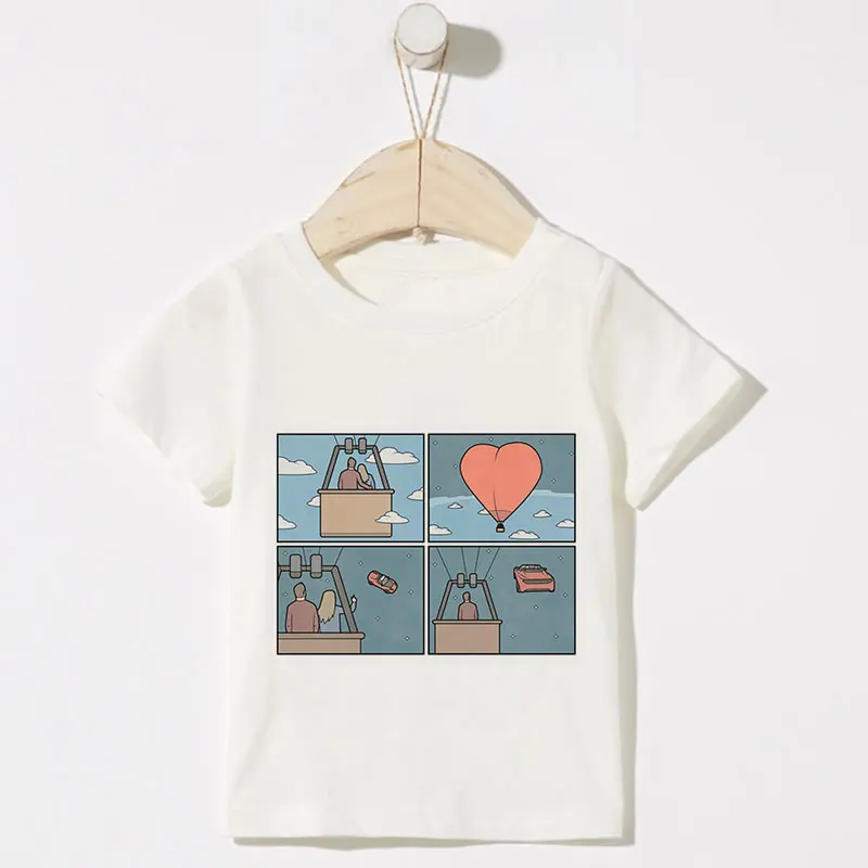 Cartoon Comic Book Children's Tops This Is Just A Story Boys Girls Neutral T-Shirt Spoof Fun Round Neck Simple Korean Kids Shirt