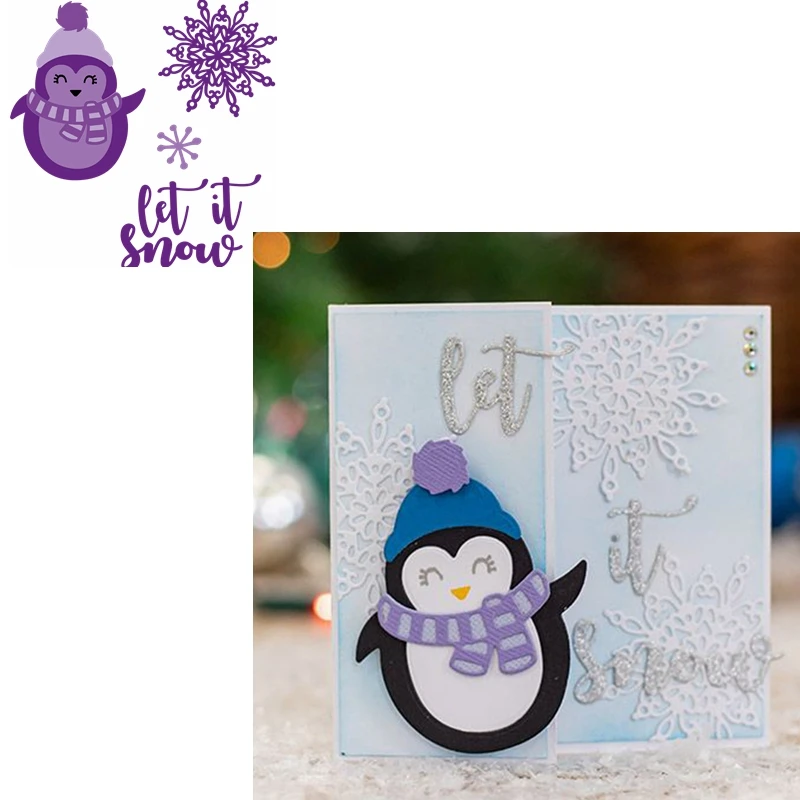

Metal Cutting Dies Scarf Penguin Let It Snow Christmas Crafts For Card Album Photo Making Embossing Stencil New Die Cut 2019