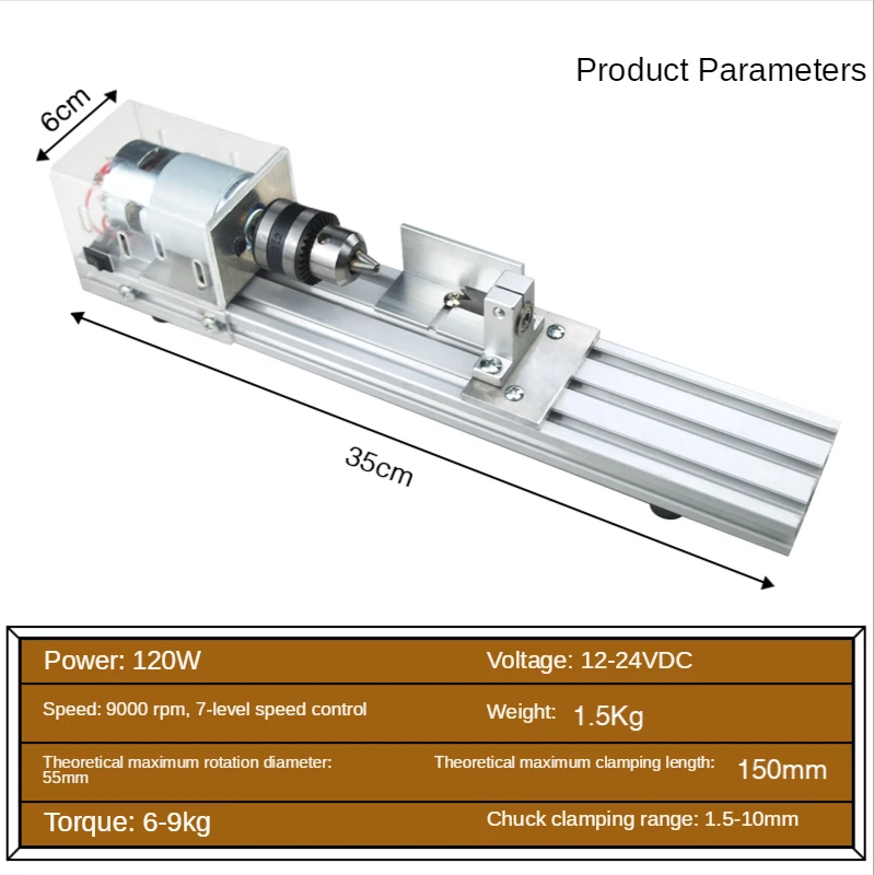 120W Multifunctional Miniature Small Lathe Grinding And Polishing Car Beads Round  Beads Machine DIY Woodworking Lathe 12- 24VDC