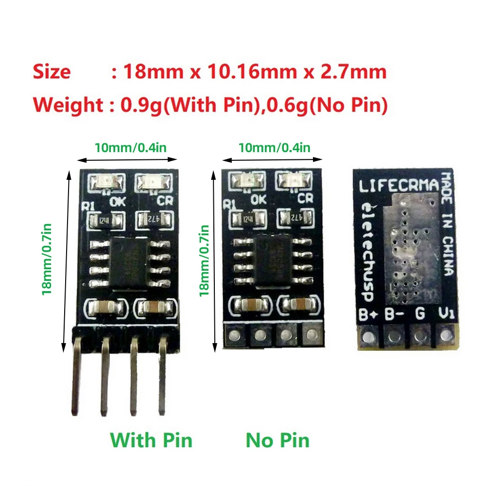 Battery Charger Module 3.2V LiFePO4 Charger Module 3.6V 1A CV/ CC With Over Voltage Protection Auto Charge Low Power Sleep Mode