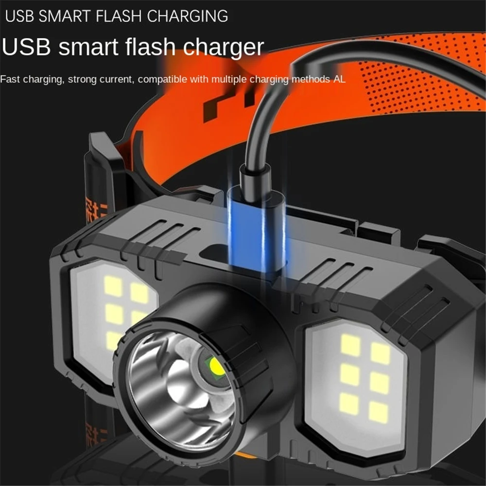 Portable USB Rechargeable LED Headlamp Ultra-bright Led Search Night Fishing Lamp 18650 Battery Head Flashlight For Camping