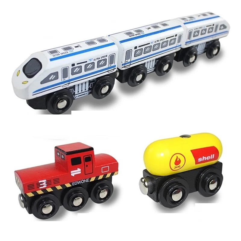 Children Toys Wooden Magnetic Train Car Locomotive Model Car Toy Brand Tracks Railway Locomotives Toys for Child Birthday Gift