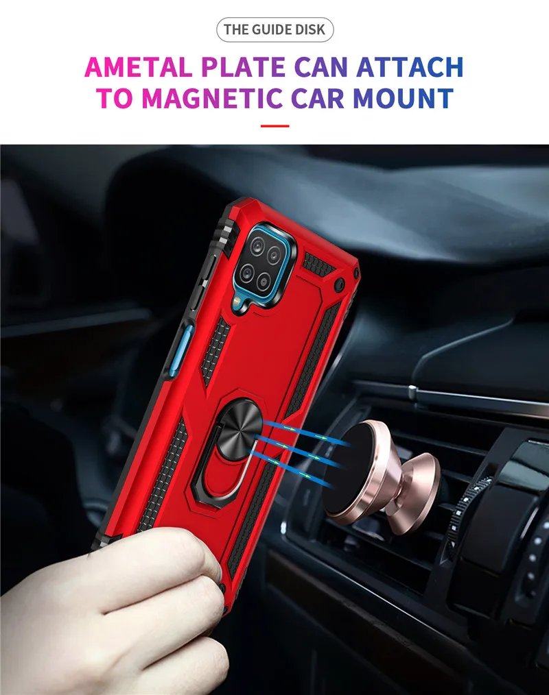 For Samsung Galaxy A12 Case Magnet Car Ring Stand Holder Cover for Samsung Galaxy A12 A 12 12A SM-A125F/DS 6.5'' Coque funda