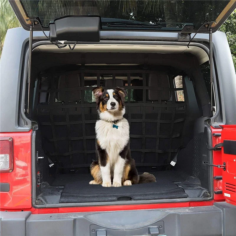 Car Rear Trunk Safety Mesh Dog Barrier Protection Isolation Pet Divider Net for Jeep Wrangler JK JL JT 2007-2023 Seat Cargo Net