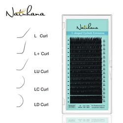 Natuhana l/l +/lc/ld/lu/m curl vison extensão de cílios preto fosco cílios clássicos individuais em forma de l cílios falsos artificiais