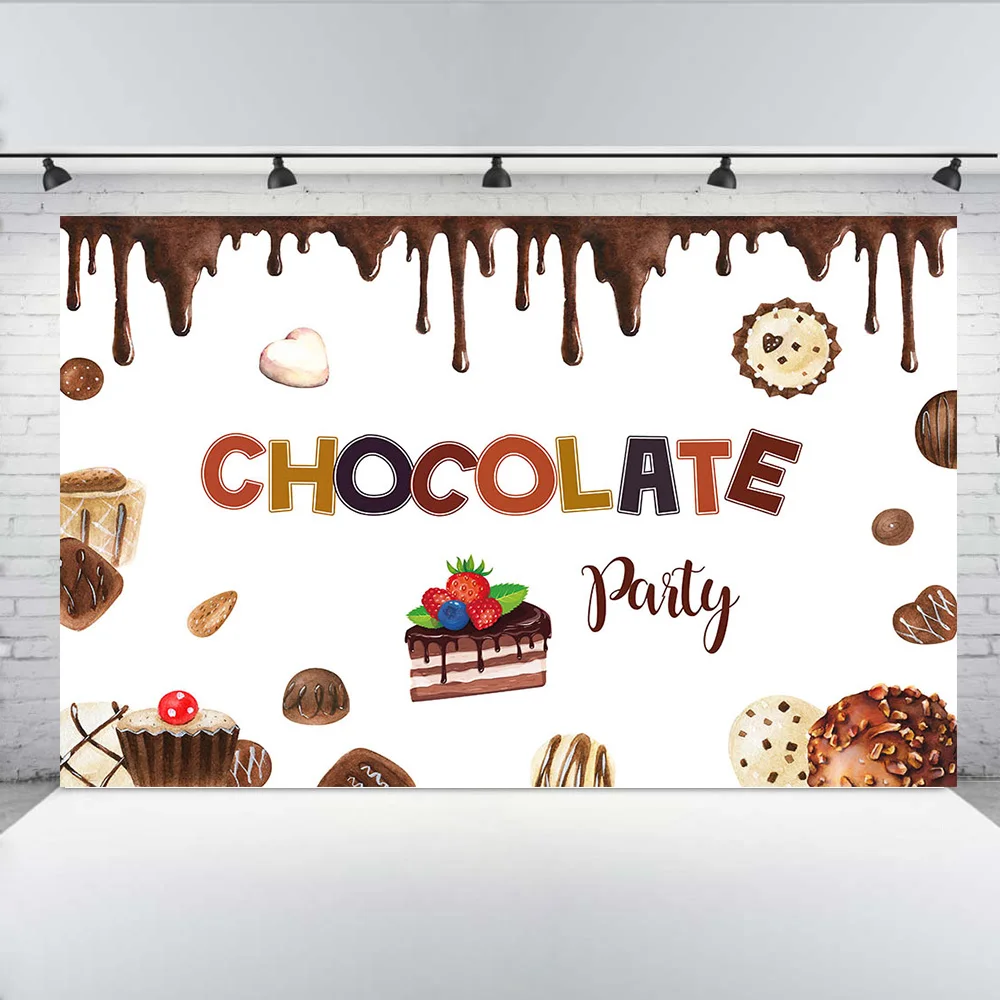 ช็อกโกแลต Party ฉากหลังเด็กวันเกิดภาพพื้นหลัง Decor ช็อกโกแลตเค้กที่กำหนดเองการถ่ายภาพฉากหลัง Photocall