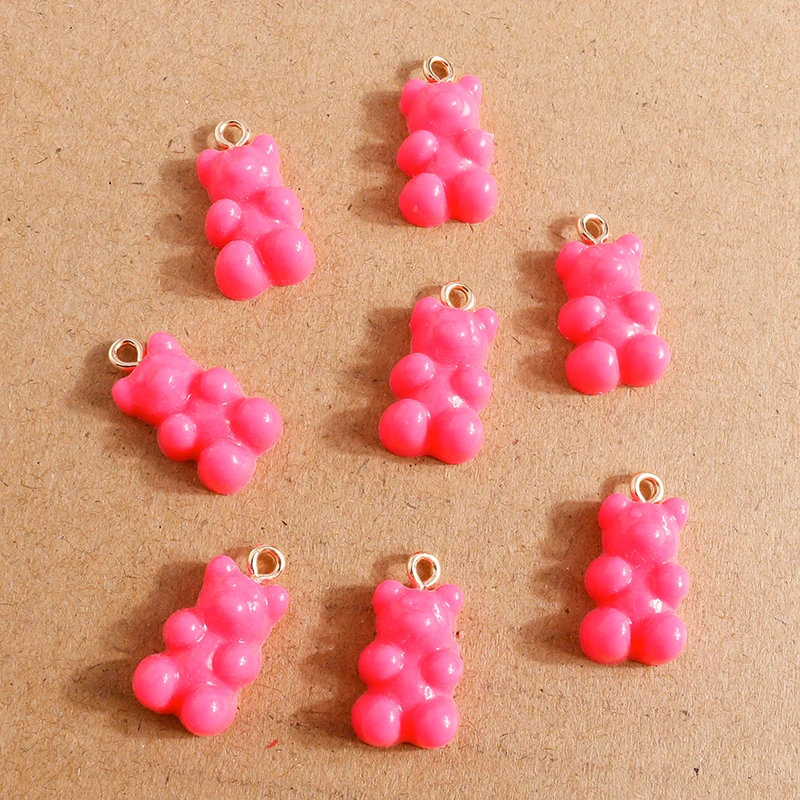 30 stücke 11*20mm Candy Farben Cartoon Bär Charms für Nette Tropfen Ohrringe Anhänger Halsketten Armbänder DIY Handmade schmuck Erkenntnisse – Detail 6