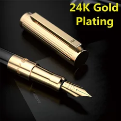 DARB Luxury Fountain Pen Plated With 24K Gold Plating High Quality Business Office Metal Ink Pens Gift Classic