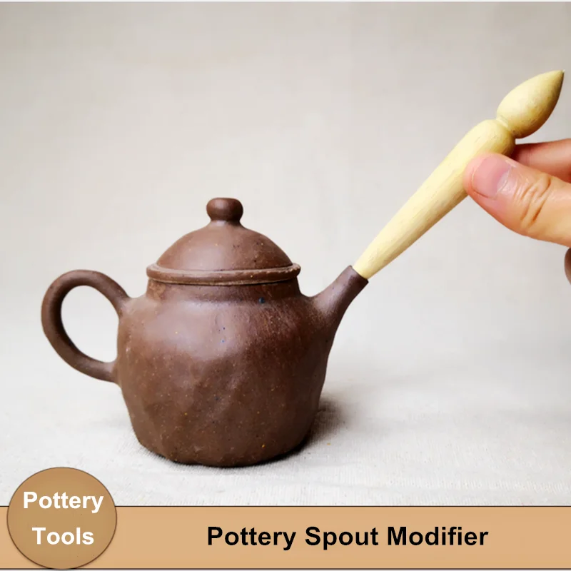 Pottery Spout Modifier Wooden Double-head Punch Teapot Handmade DIY Crafts Spout Shape Repair Tool Pottery Tool